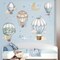 Watercolor Hot Air Balloon Wall Stickers Star Moon Cloud Balloons Pee (Multi)